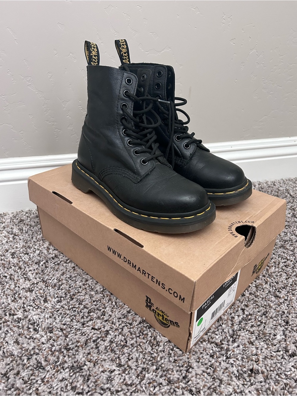 Dr. Martens Classic Pascal Black Leather Combat Boots